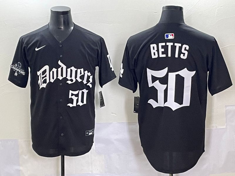 Men 2025 Los Angeles Dodgers #50 Betts Black Seventh generation Joint Name Nike MLB Jersey style 9->los angeles dodgers->MLB Jersey